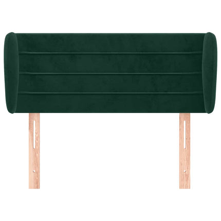 sengegavl med kanter 103x23x78/88 cm fløjl mørkegrøn