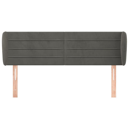 sengegavl med kanter 147x23x78/88 cm fløjl mørkegrå