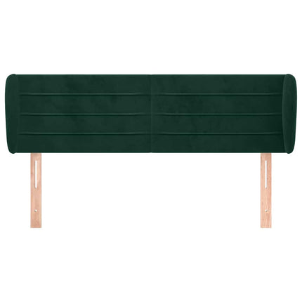 sengegavl med kanter 147x23x78/88 cm fløjl mørkegrøn