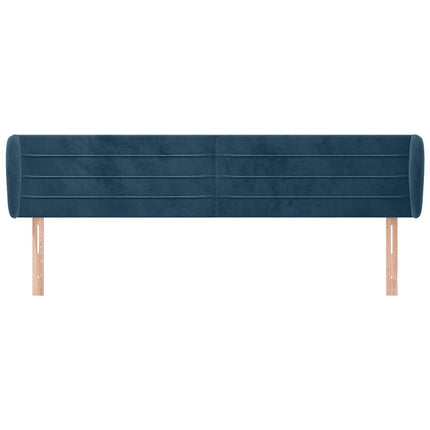 sengegavl med kanter 163x23x78/88 cm fløjl mørkeblå