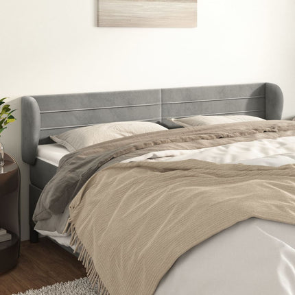 sengegavl med kanter 183x23x78/88cm fløjl lysegrå