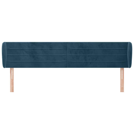 sengegavl med kanter 183x23x78/88 cm fløjl mørkeblå
