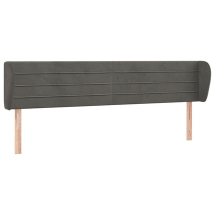 sengegavl med kanter 203x23x78/88 cm fløjl mørkegrå