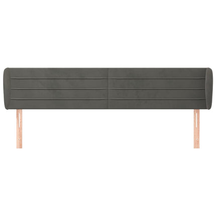 sengegavl med kanter 203x23x78/88 cm fløjl mørkegrå