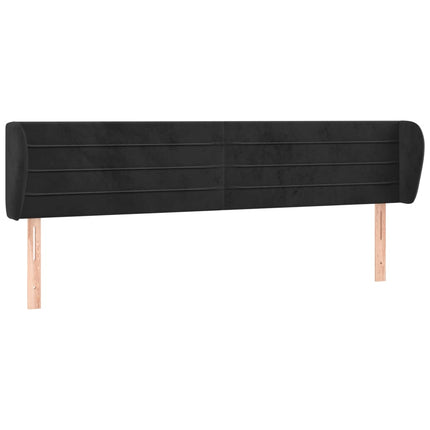 sengegavl med kanter 203x23x78/88 cm fløjl sort