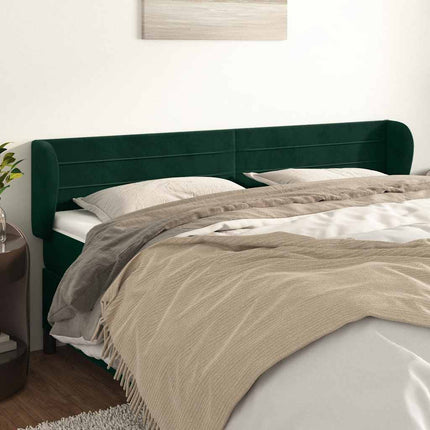 sengegavl med kanter 203x23x78/88 cm fløjl mørkegrøn