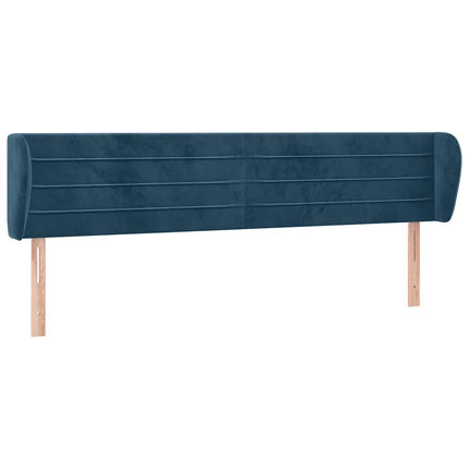 sengegavl med kanter 203x23x78/88 cm fløjl mørkeblå