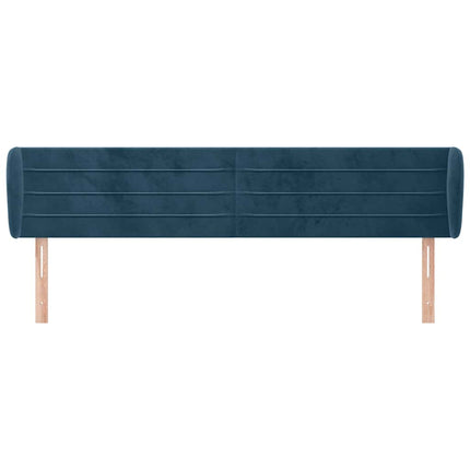 sengegavl med kanter 203x23x78/88 cm fløjl mørkeblå