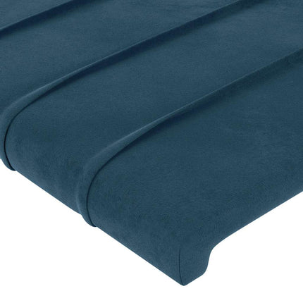sengegavl med kanter 203x23x78/88 cm fløjl mørkeblå