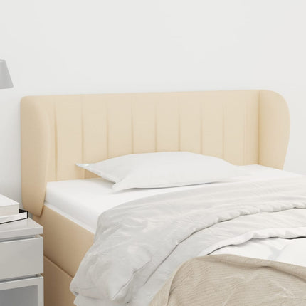 sengegavl med kanter 83x23x78/88 cm stof cremefarvet