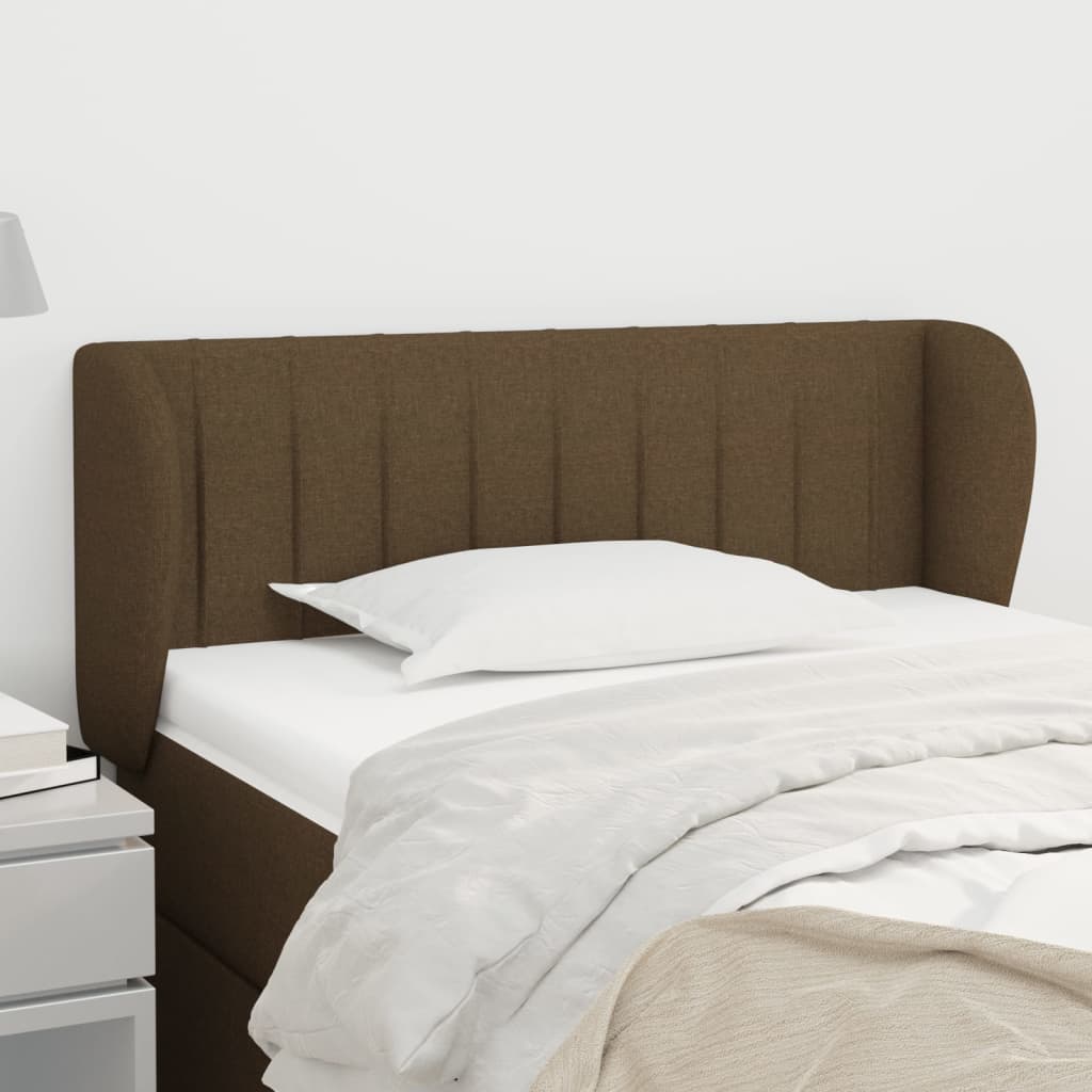 sengegavl med kanter 93x23x78/88 cm stof mørkebrun