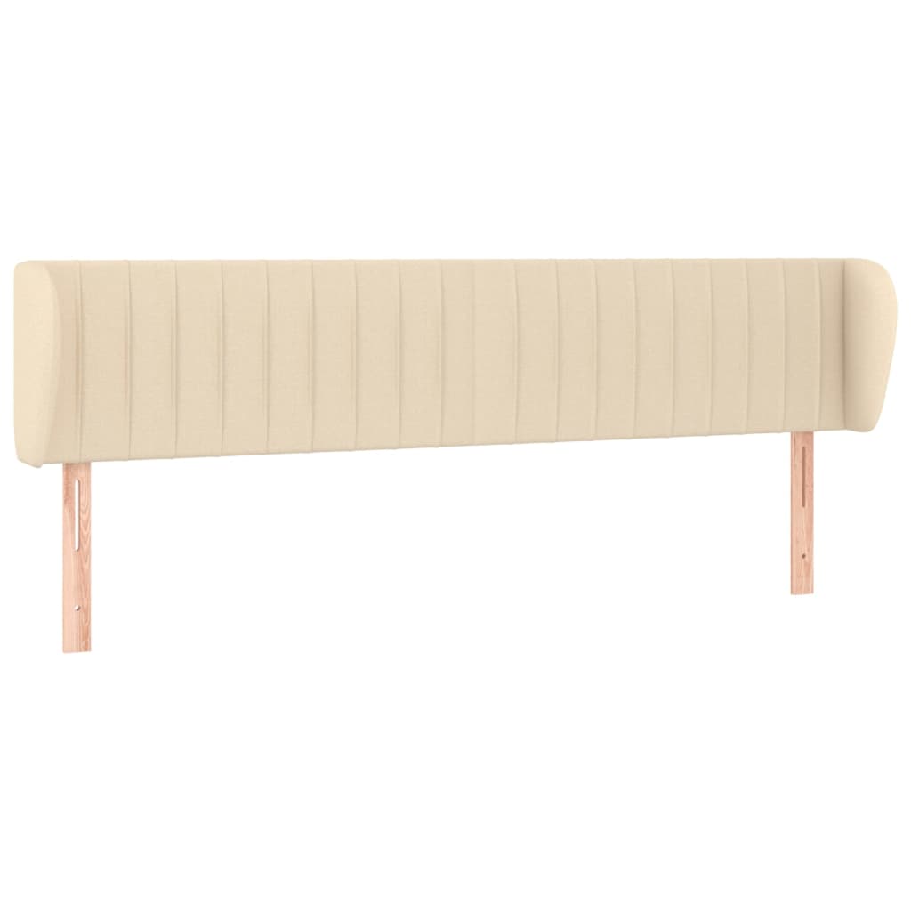 sengegavl med kanter 163x23x78/88 cm stof cremefarvet