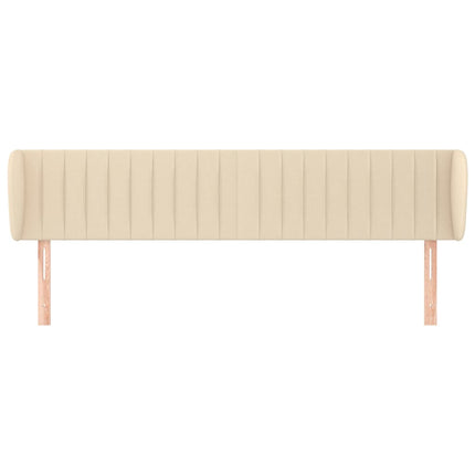 sengegavl med kanter 163x23x78/88 cm stof cremefarvet