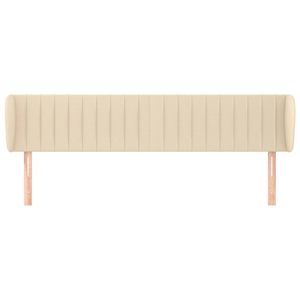 sengegavl med kanter 163x23x78/88 cm stof cremefarvet