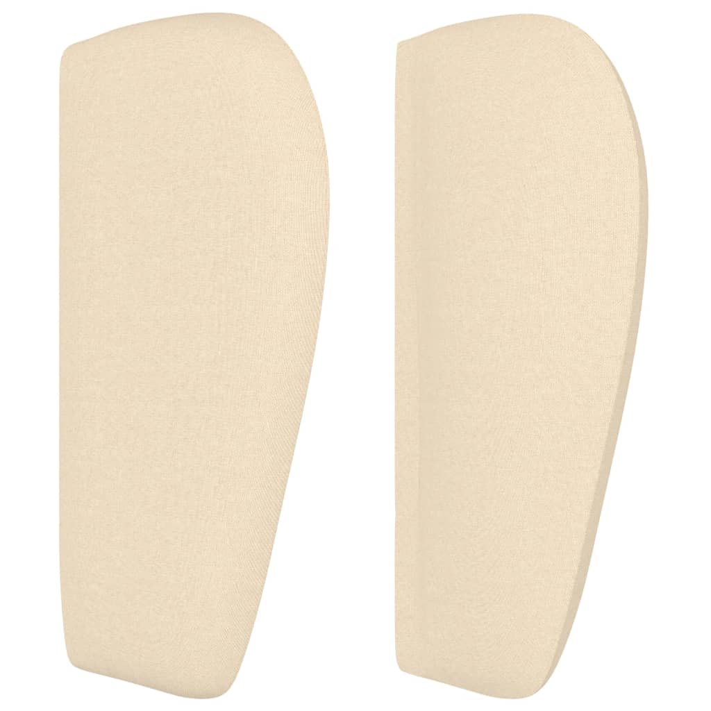 sengegavl med kanter 163x23x78/88 cm stof cremefarvet
