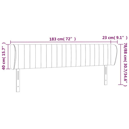 sengegavl med kanter 183x23x78/88 cm stof cremefarvet
