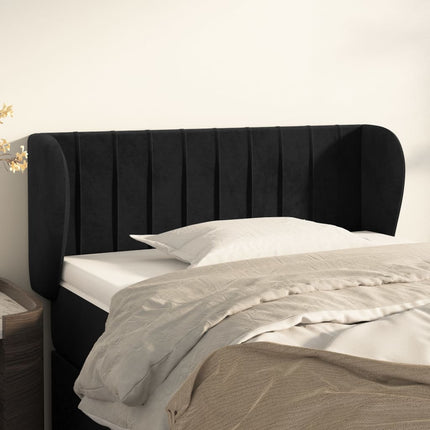 sengegavl med kanter 93x23x78/88 cm fløjl sort