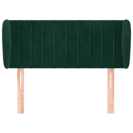 sengegavl med kanter 103x23x78/88 cm fløjl mørkegrøn