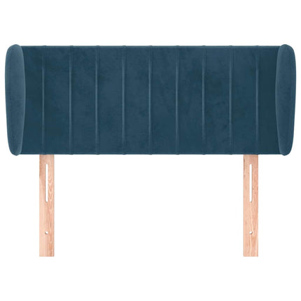 sengegavl med kanter 103x23x78/88 cm fløjl mørkeblå