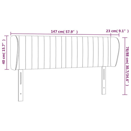 sengegavl med kanter 147x23x78/88 cm fløjl sort