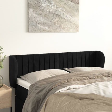 sengegavl med kanter 147x23x78/88 cm fløjl sort