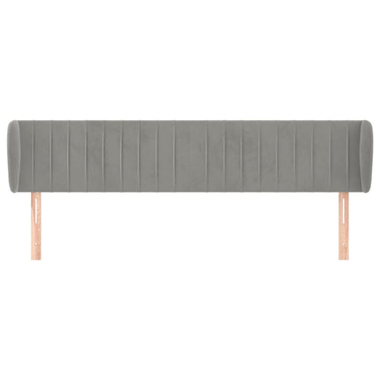 sengegavl med kanter 163x23x78/88cm fløjl lysegrå