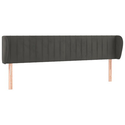 sengegavl med kanter 163x23x78/88 cm fløjl mørkegrå