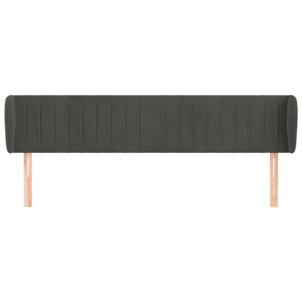 sengegavl med kanter 163x23x78/88 cm fløjl mørkegrå