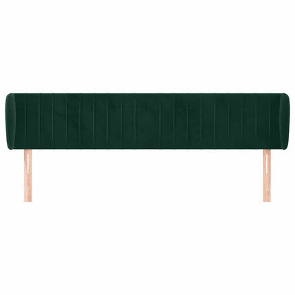 sengegavl med kanter 163x23x78/88 cm fløjl mørkegrøn