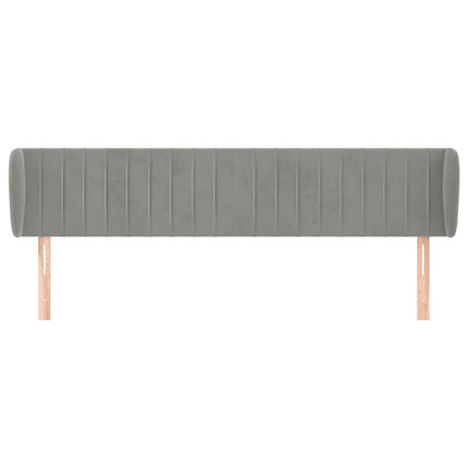 sengegavl med kanter 183x23x78/88cm fløjl lysegrå
