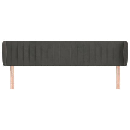 sengegavl med kanter 183x23x78/88 cm fløjl mørkegrå