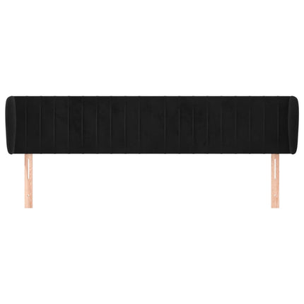 sengegavl med kanter 183x23x78/88 cm fløjl sort