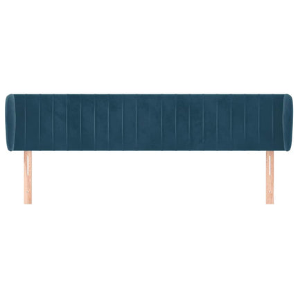 sengegavl med kanter 183x23x78/88 cm fløjl mørkeblå