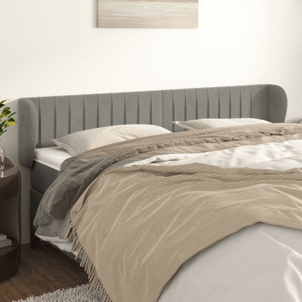 sengegavl med kanter 203x23x78/88cm fløjl lysegrå