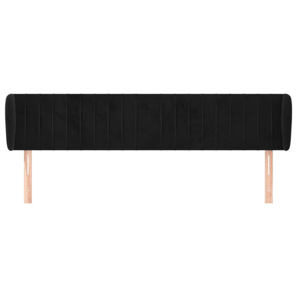 sengegavl med kanter 203x23x78/88 cm fløjl sort