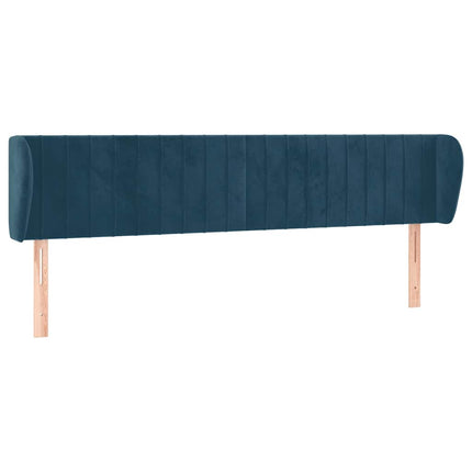 sengegavl med kanter 203x23x78/88 cm fløjl mørkeblå