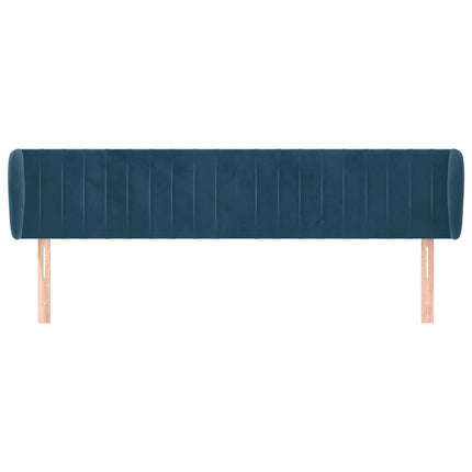 sengegavl med kanter 203x23x78/88 cm fløjl mørkeblå