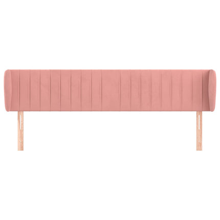 sengegavl med kanter 203x23x78/88 cm fløjl lyserød