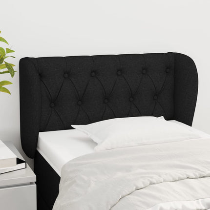 sengegavl med kanter 83x23x78/88 cm stof sort