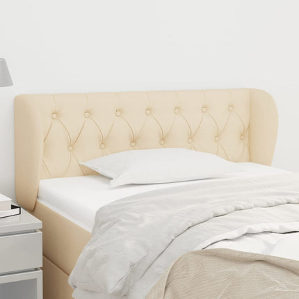 sengegavl med kanter 93x23x78/88 cm stof cremefarvet