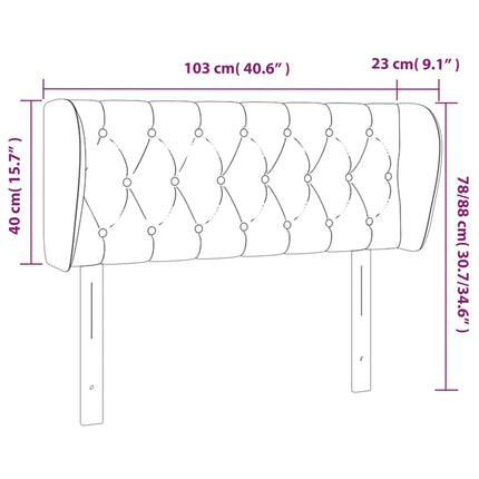 sengegavl med kanter 103x23x78/88 cm stof cremefarvet