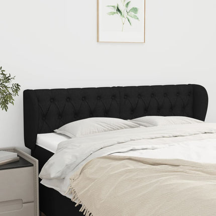 sengegavl med kanter 163x23x78/88 cm stof sort