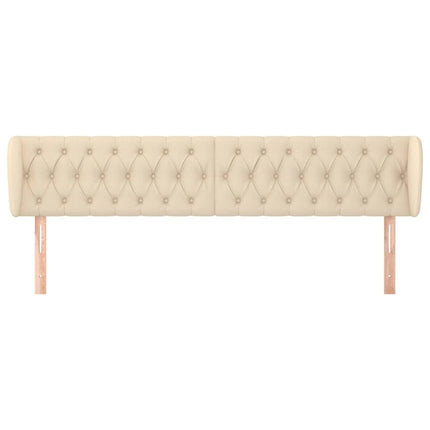 sengegavl med kanter 183x23x78/88 cm stof cremefarvet