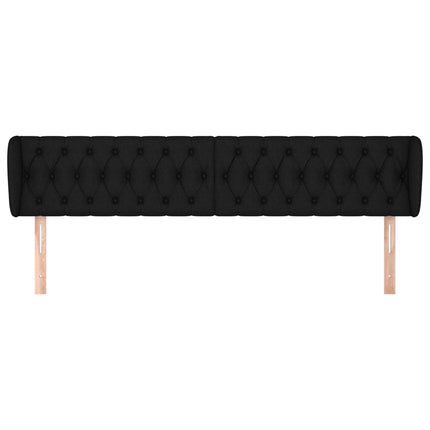 sengegavl med kanter 203x23x78/88 cm stof sort