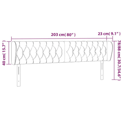 sengegavl med kanter 203x23x78/88 cm stof cremefarvet