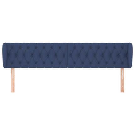 sengegavl med kanter 203x23x78/88 cm stof blå