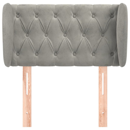 sengegavl med kanter 83x23x78/88 cm fløjl lysegrå