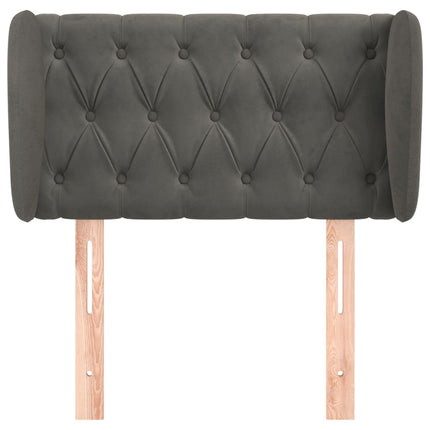 sengegavl med kanter 83x23x78/88 cm fløjl mørkegrå