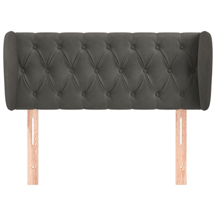 sengegavl med kanter 93x23x78/88 cm fløjl mørkegrå