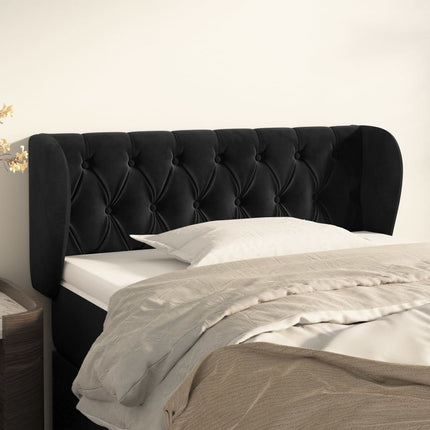 sengegavl med kanter 93x23x78/88 cm fløjl sort